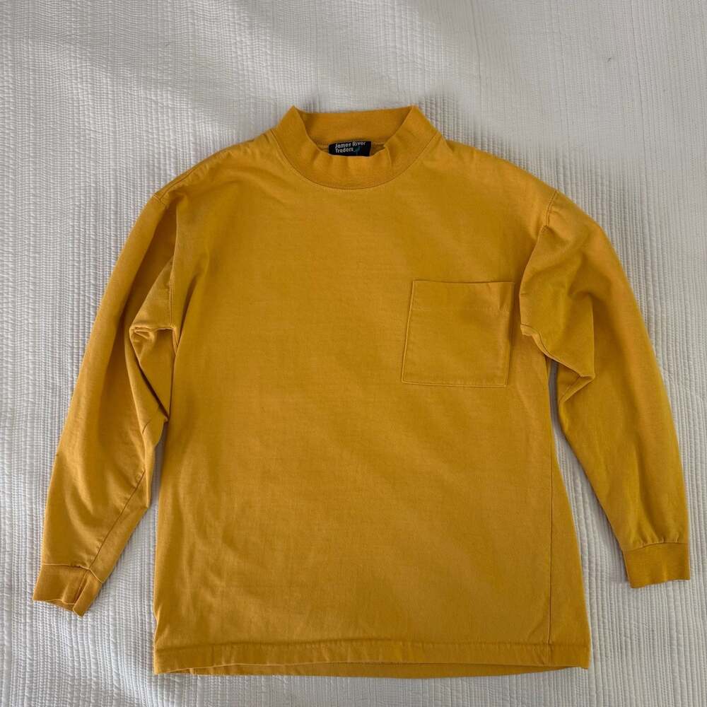 James River Traders Vintage Yellow Mock Neck Women’s Med Long Sleeve T-Shirt